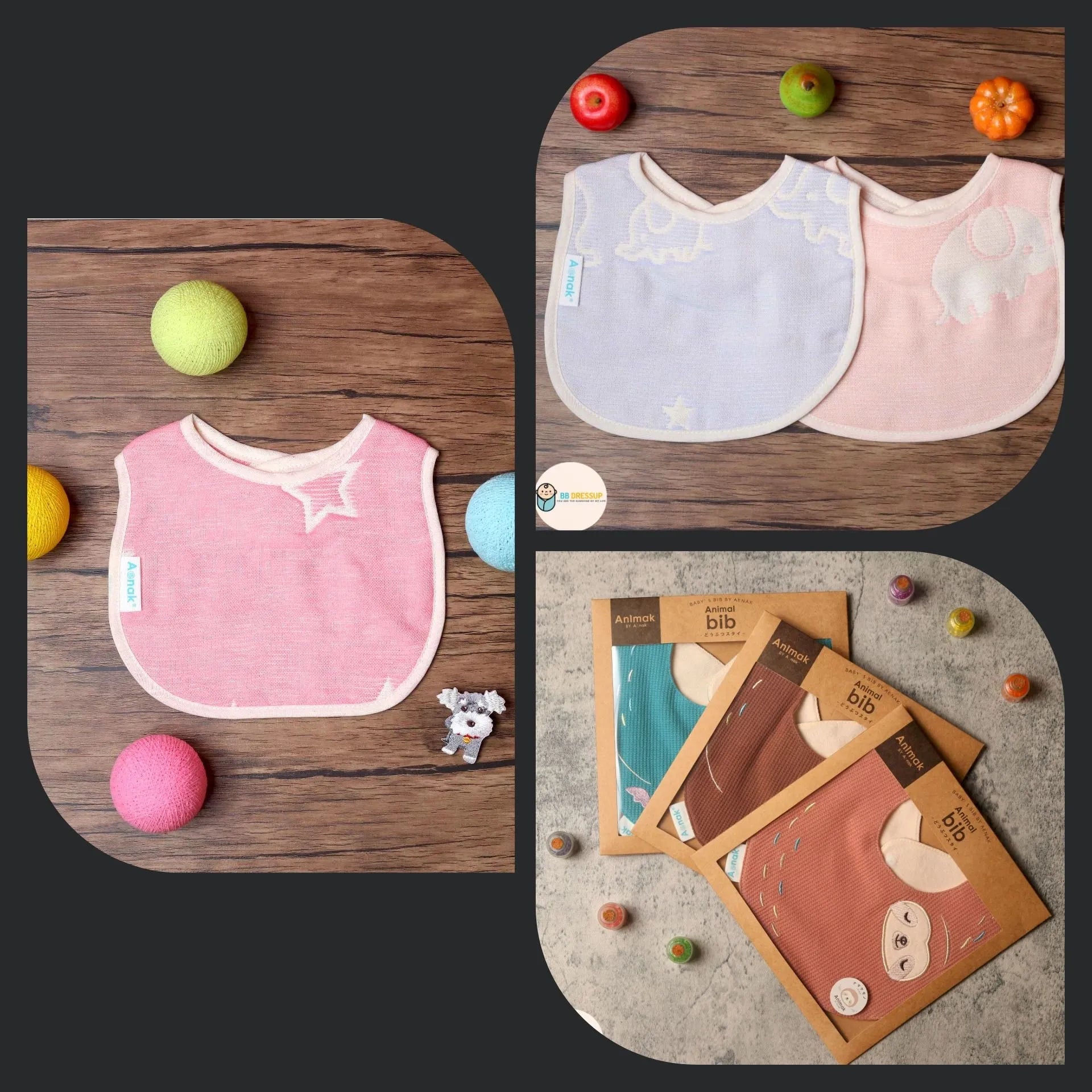 嬰兒口水肩, 包括有機棉/全棉日本製口水肩及本港創作繡名口水肩