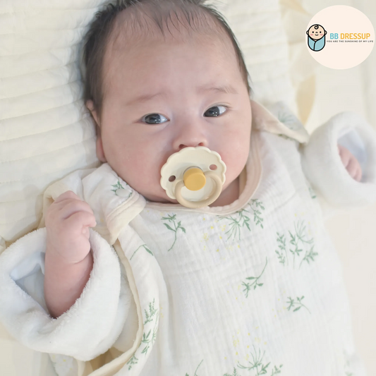 Aenak 白色小花四層棉紗防踢睡袋