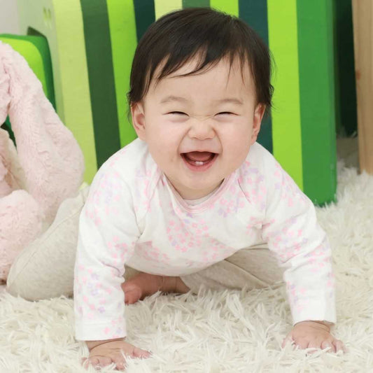 Aenak 初生嬰兒 100%全棉粉紅小花長袖厚身上衣