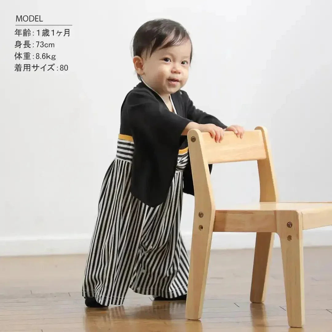 [現貨] 日本直送 Aenak 男童裝 黑色無徽章日本和服嬰兒連身衣 (70cm) - BB Dressup