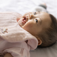 [現貨] 日本製 Amorosa mamma 嬰兒全棉粉紅色手編木馬蕾絲針織口水肩