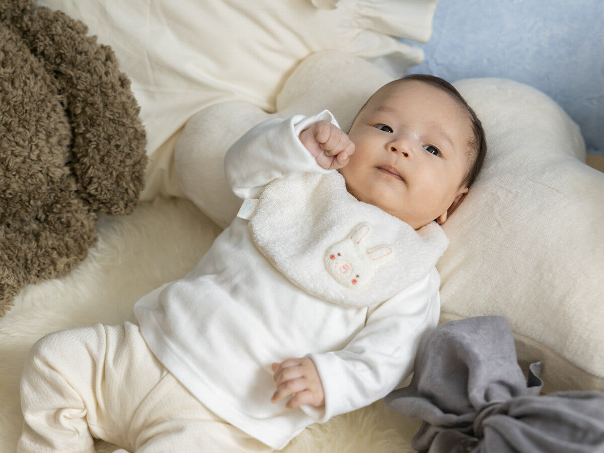 [現貨] 日本製 Amorosa mamma 嬰兒全棉兔子無撚糸毛圈布口水肩