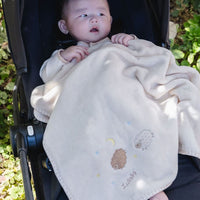 [現貨] 日本製 Amorosa mamma 有機棉嬰兒刺繡羊寶寶散步毯