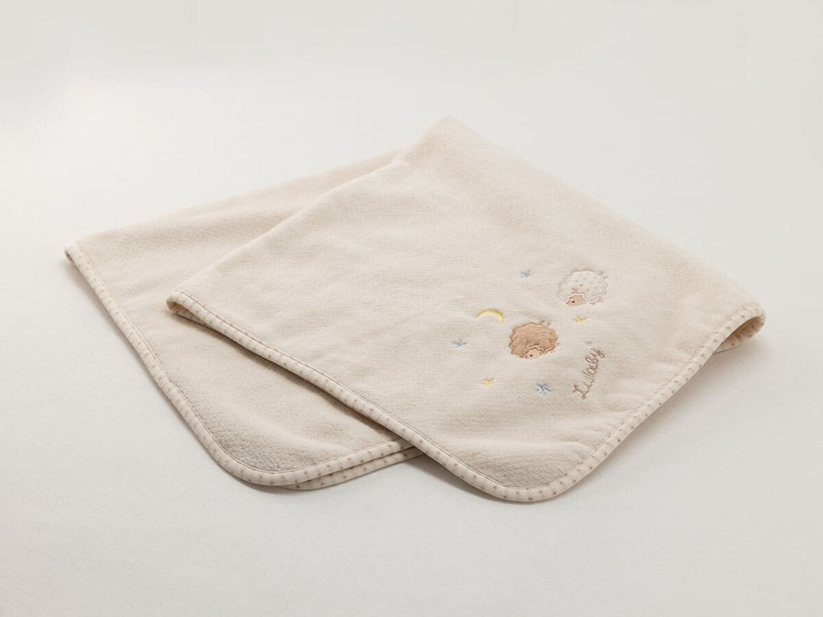 [現貨] 日本製 Amorosa mamma 有機棉嬰兒刺繡羊寶寶散步毯