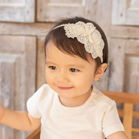 [現貨] 日本製 Amorosa mamma 有機棉愛心嬰兒蕾絲髮帶