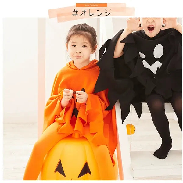 [現貨] 日本直送 Brightlele 童裝萬聖節橙色幽靈斗篷配緊身褲 (100-130cm) - BB Dressup