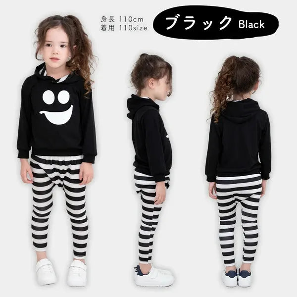 [現貨] 日本直送 Brightlele 童裝萬聖節黑色幽靈衛衣配長褲 (100-110cm) - BB Dressup