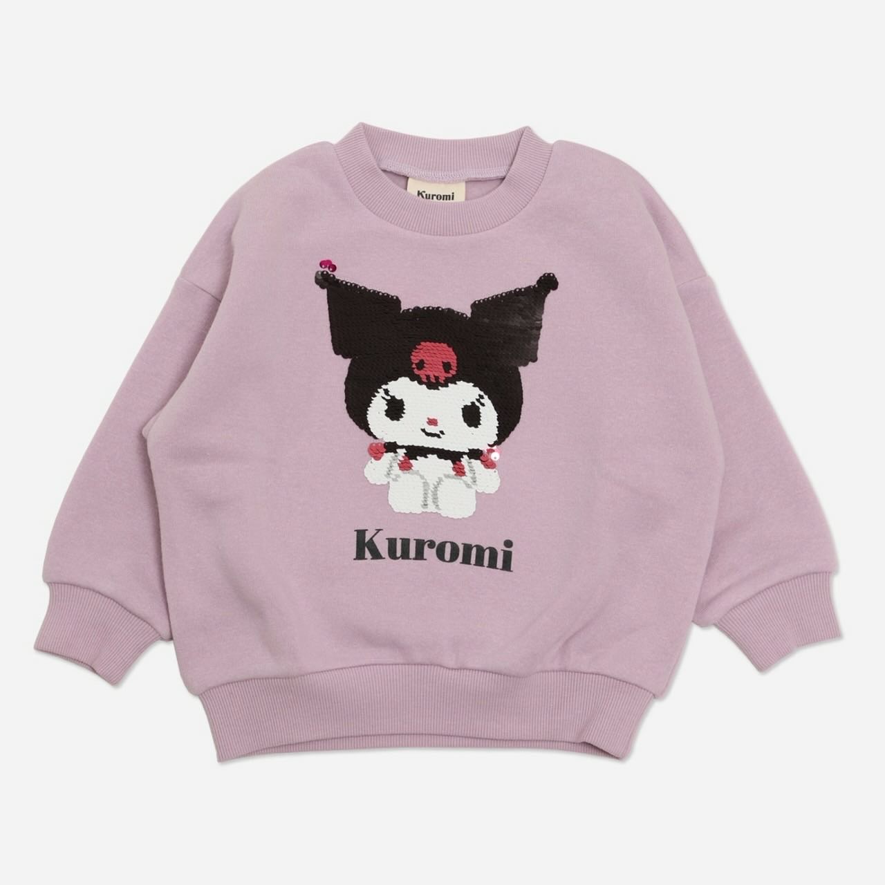 [現貨] 日本直送 Kuromi 幼童粉紫色珠片長袖衛衣 (80-90cm) - BB Dressup