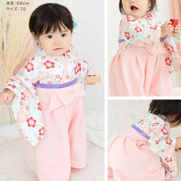 [現貨] 日本直送 Chil2 嬰兒粉紅櫻花圖案和服造型連身衣/BB衫 (60-80cm) - BB Dressup