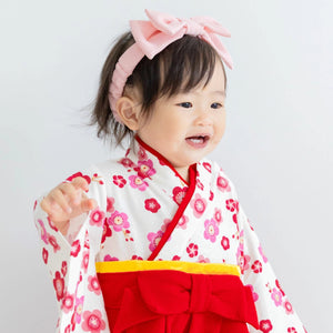 [現貨] 日本直送 Chil2 嬰兒紅色梅花圖案和服造型連身衣/BB衫 (60-80cm) - BB Dressup
