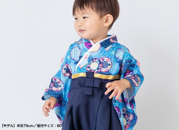 [現貨] 日本直送 Chil2 嬰兒藍色和服造型套裝 (連配飾/襪) (70-90cm) - BB Dressup