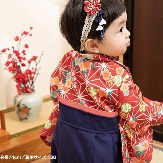 [現貨] 日本直送 Chil2 嬰兒紅色和服造型套裝 (連配飾/襪) (70-90cm) - BB Dressup