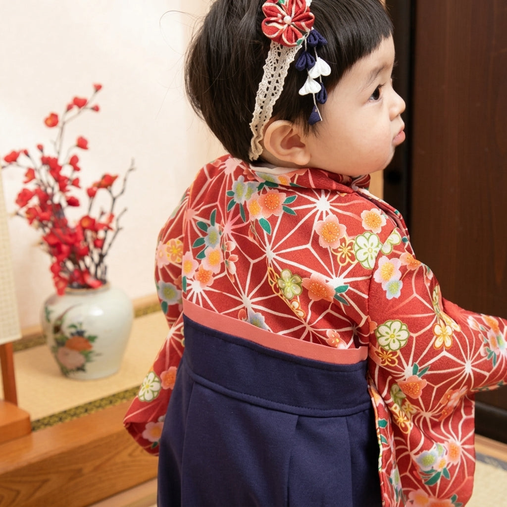 嬰兒周歲禮服推薦：Chil2 紅色和服套裝