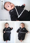 [現貨] 日本直送 Chil2 初生嬰兒黑麻葉和服造型連身衣/BB衫 (50-70cm) - BB Dressup