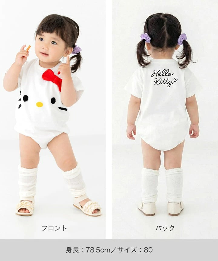 [現貨] 日本直送 Hello Kitty 嬰兒白色100%純棉針織包屁衣/連身衣 (70-80cm) - BB Dressup