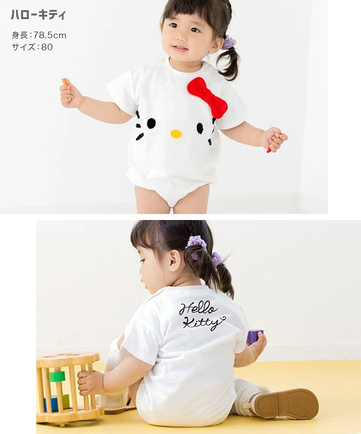 [現貨] 日本直送 Hello Kitty 嬰兒白色100%純棉針織包屁衣/連身衣 (70-80cm) - BB Dressup
