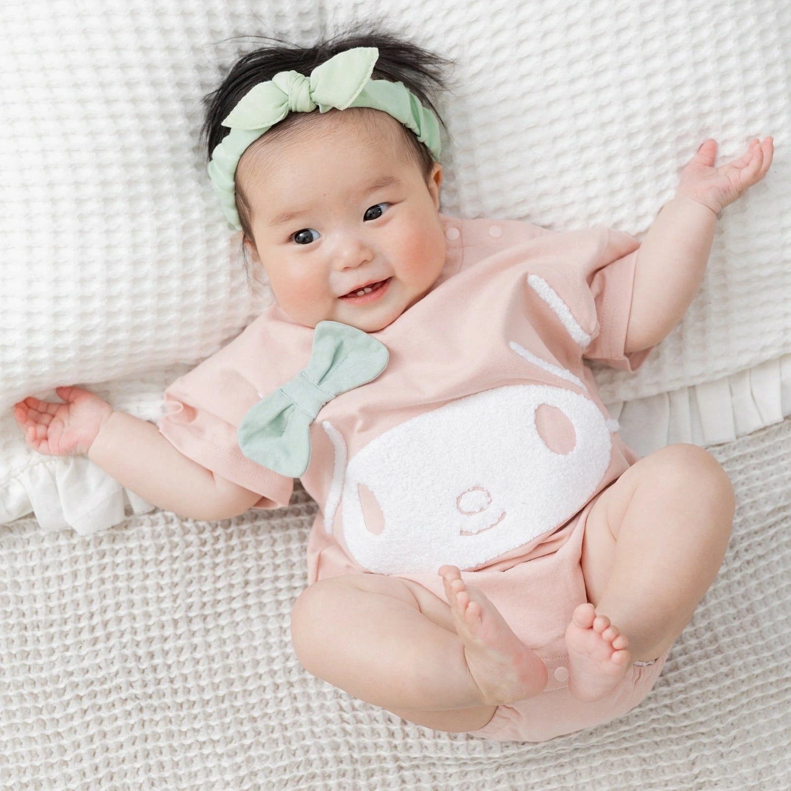 [現貨] 日本直送 Miffy 嬰兒粉紅色100%純棉針織包屁衣/連身衣 (70-80cm) - BB Dressup