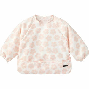 [現貨] 日本直送Combi Mini嬰兒粉紅小花可折叠防水長袖圍裙 - BB Dressup