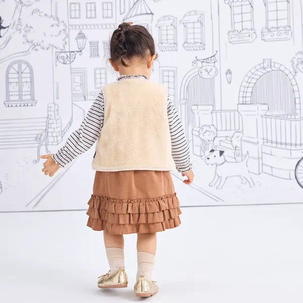 [現貨] 日本直送Combi Mini初生嬰兒海軍藍長絨毛背心外套 (80-90cm) - BB Dressup