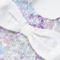 [現貨] 日本製Creme Chantilly初生嬰兒紫色碎花大蝴蝶絲帶口水肩 - BB Dressup