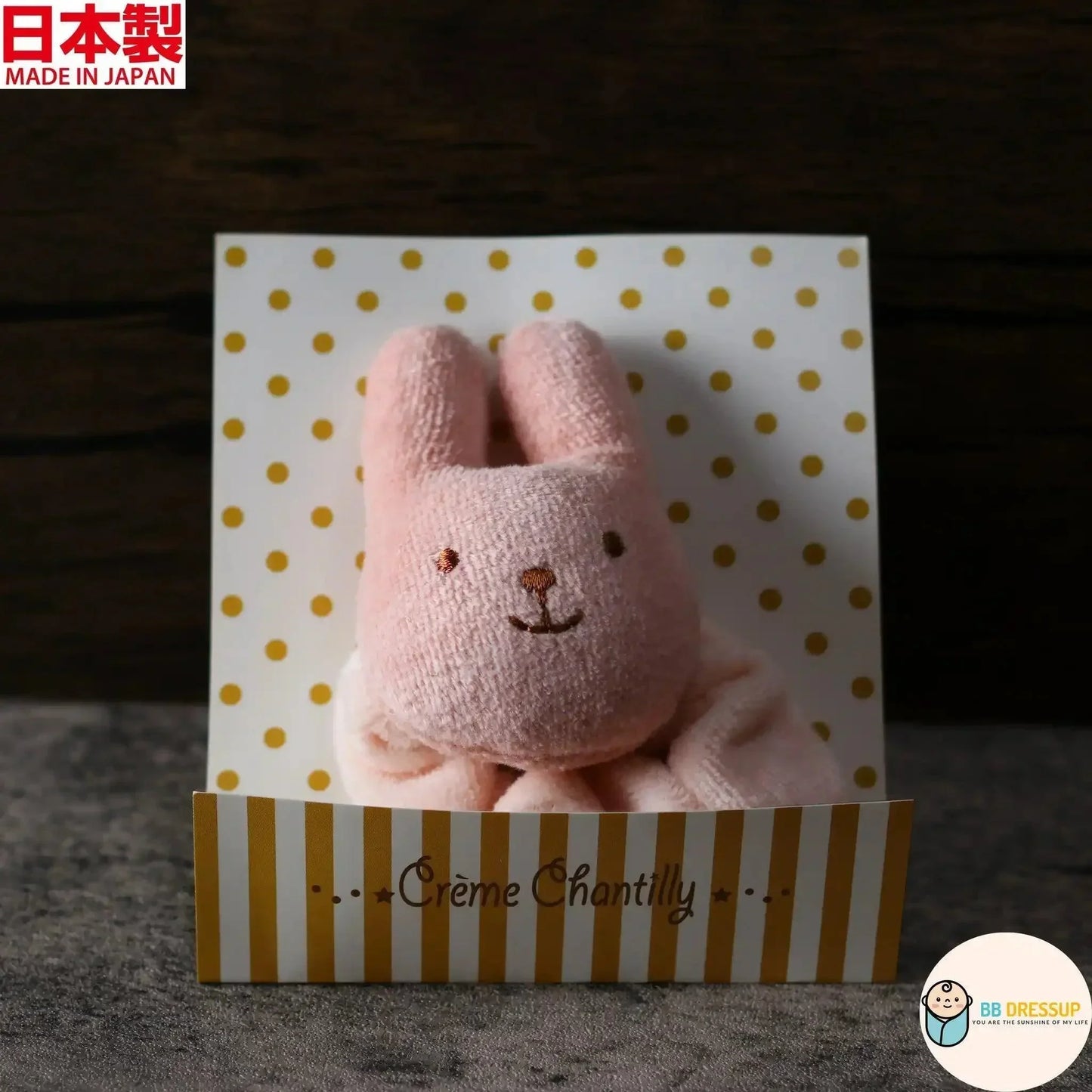 [現貨] 日本製Creme Chantilly初生嬰兒兔仔搖鈴手環 (兩色) - BB Dressup
