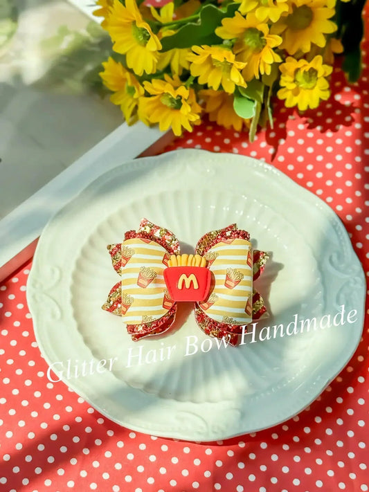 [預購] 香港製造Glitter Hair Bow 薯條頭飾 - BB Dressup