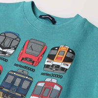 [現貨] 日本直送丸高衣料 童裝JR 列車印花綠色長袖衛衣 (100-110cm) - BB Dressup