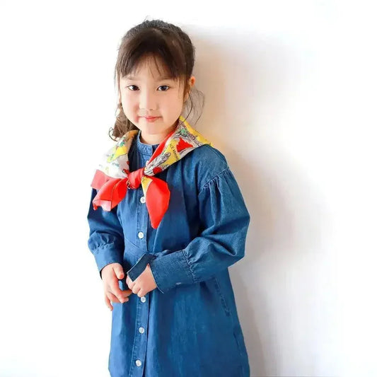 [現貨] 日本直送L.Copeck 女童淺藍色牛仔連身裙 (100-130cm) - BB Dressup
