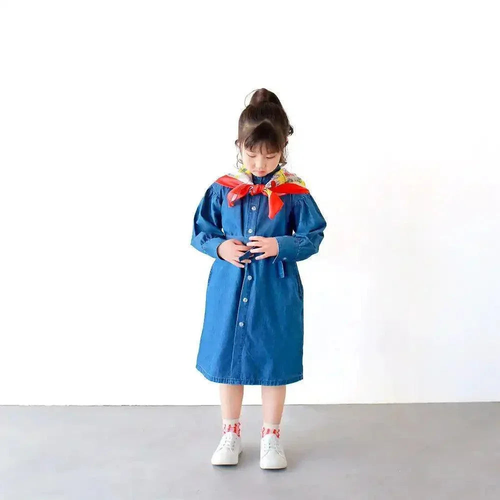[現貨] 日本直送L.Copeck 女童淺藍色牛仔連身裙 (100-130cm) - BB Dressup