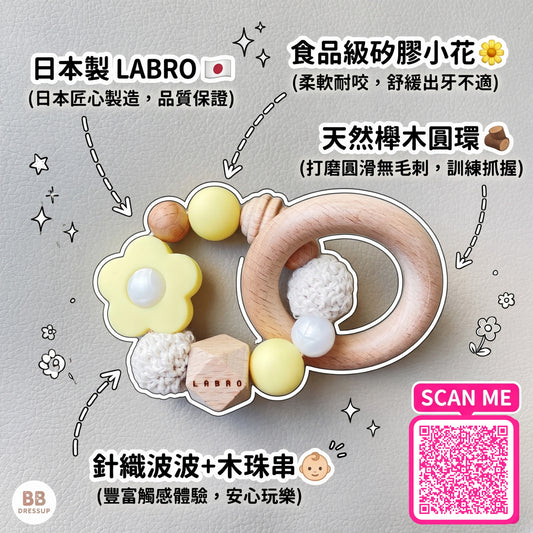 日本Labro-嬰兒出牙玩具-天然山毛櫸小木星與圓潤邊角特寫