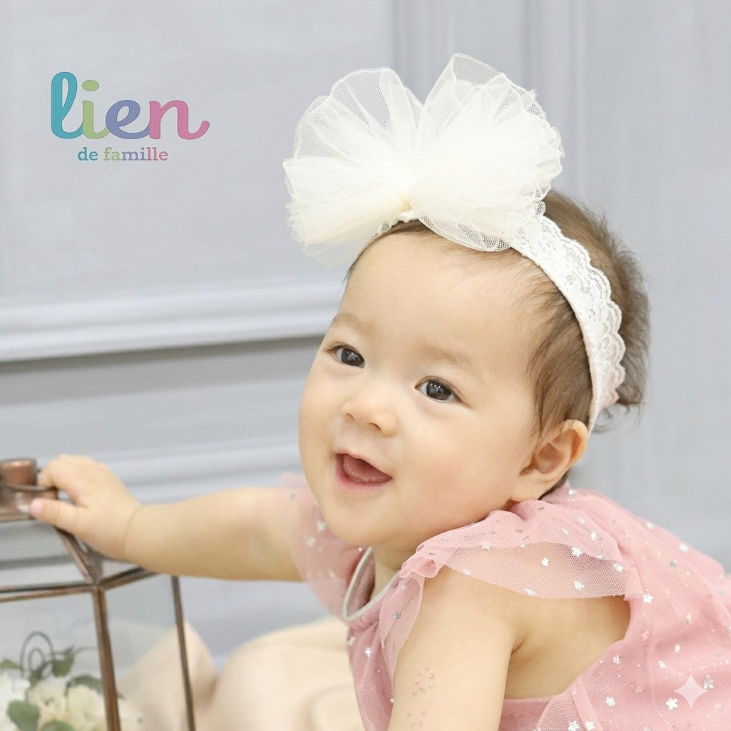 [現貨] 日本直送 Lien De Famille 嬰兒雪紡蝴蝶結髮帶 - BB Dressup