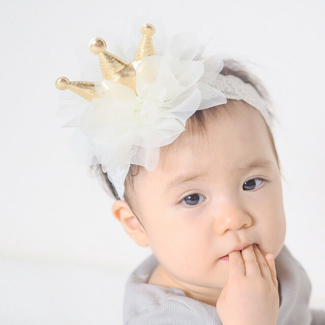 [現貨] 日本直送 Lien De Famille 嬰兒雪紡皇冠型蕾絲髮帶 - BB Dressup