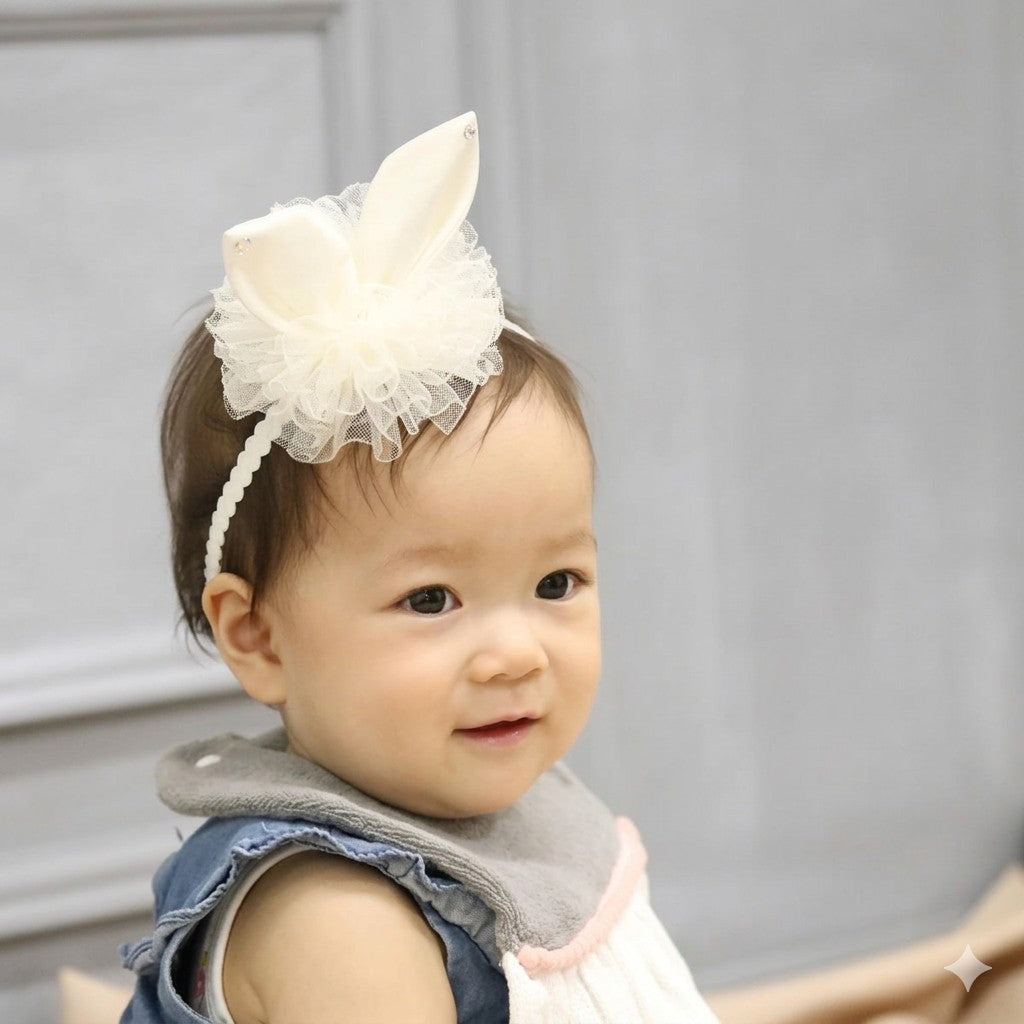 [現貨] 日本直送 Lien De Famille 嬰兒雪紡兔耳髮帶 - BB Dressup