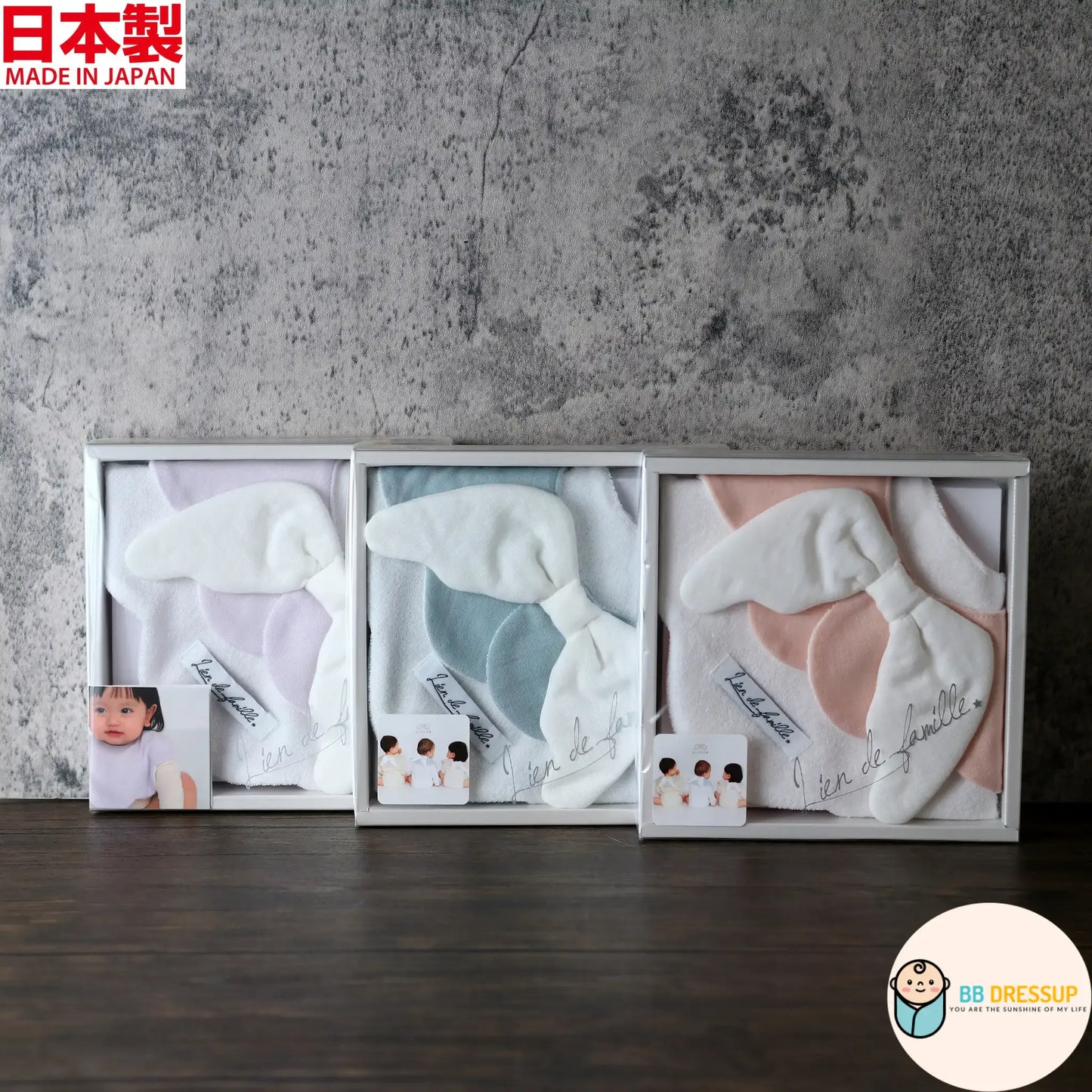 [現貨] 日本直送 Lien De Famille粉紅色天使翅膀嬰兒口水肩/圍兜 - BB Dressup