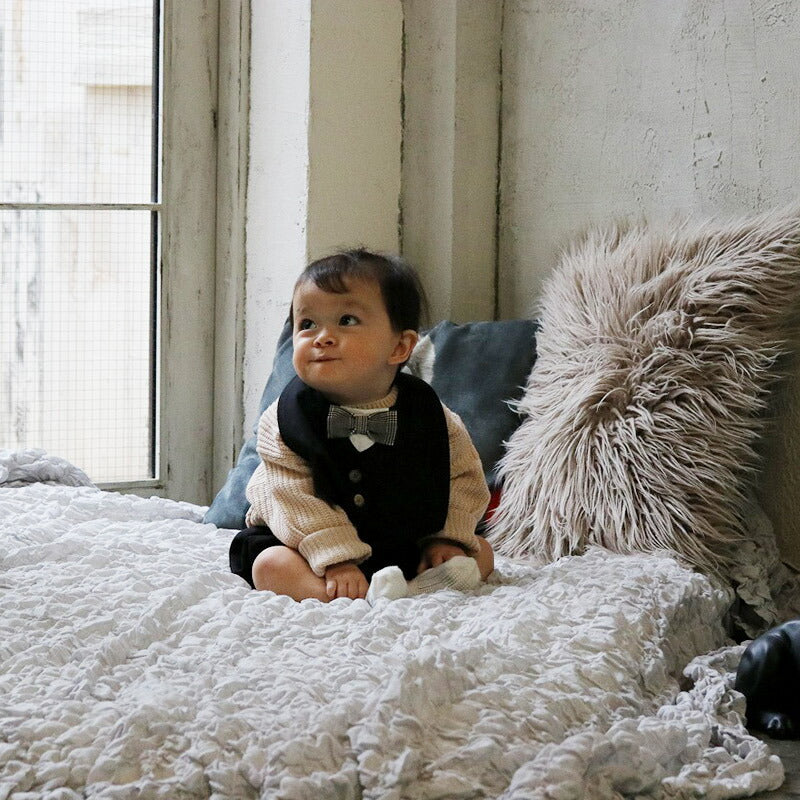 [現貨] 日本直送 Lien De Famille煲呔造型黑色禮服嬰兒口水肩/圍兜 - BB Dressup