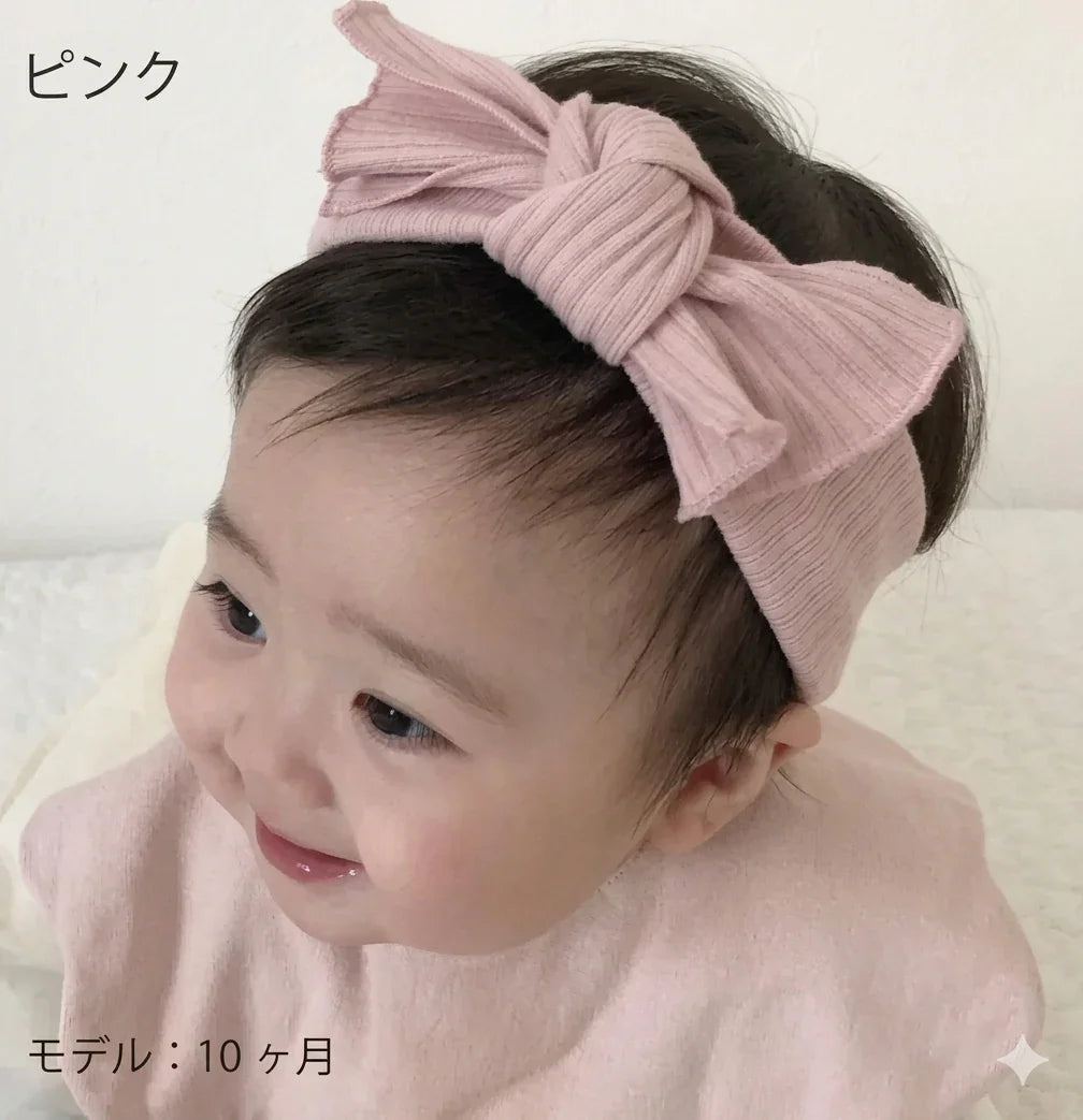 [現貨] 日本製 Lien De Famille嬰兒粉紅色羅紋髮帶 - BB Dressup