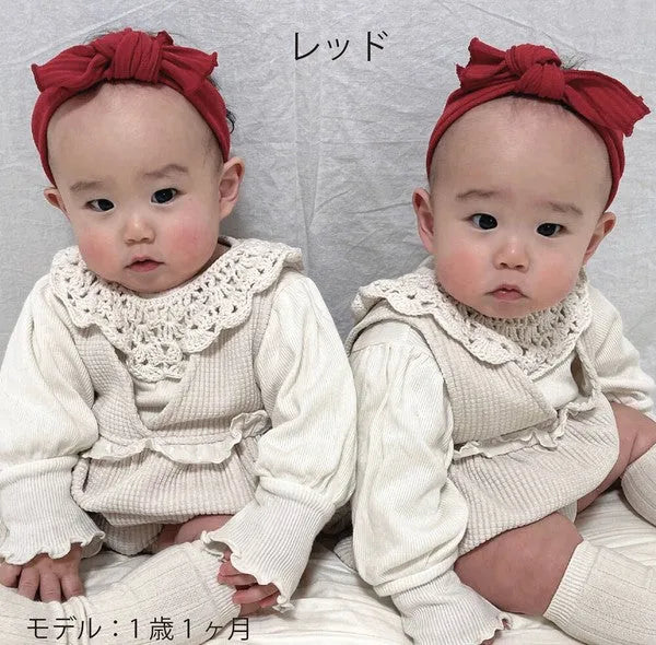 [現貨] 日本製 Lien De Famille嬰兒紅色羅紋髮帶 - BB Dressup