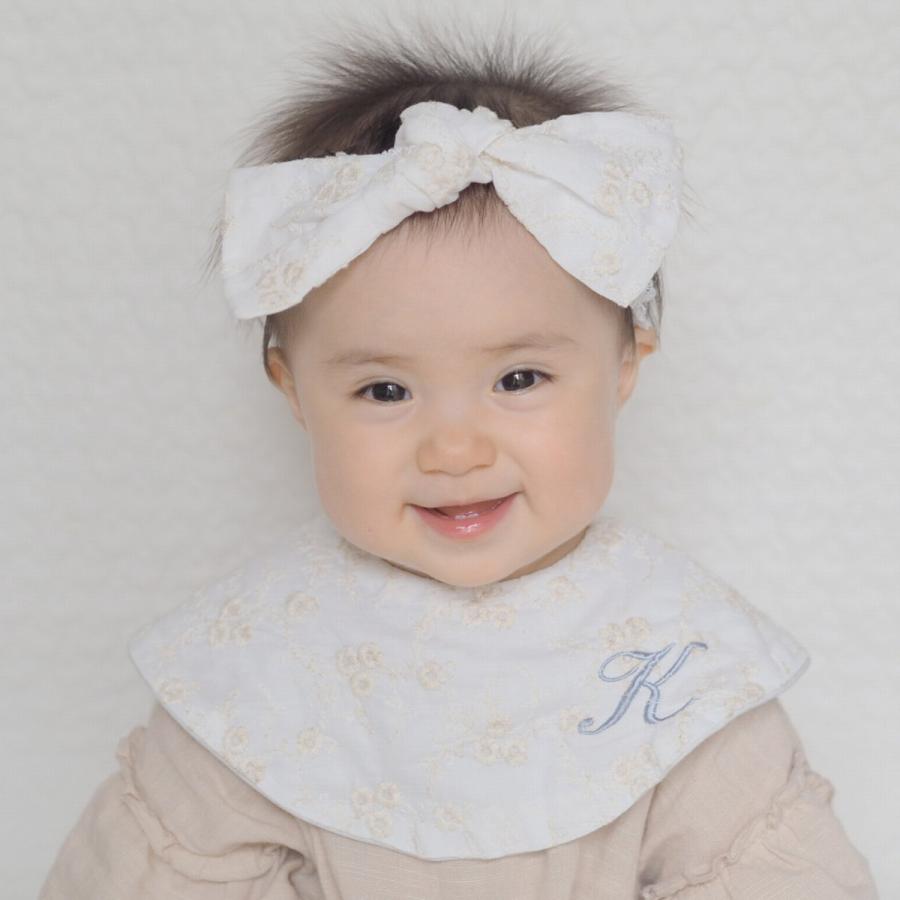 [現貨] 日本製 Lien De Famille 嬰兒白色刺繡絲帶嬰兒髮帶 - BB Dressup