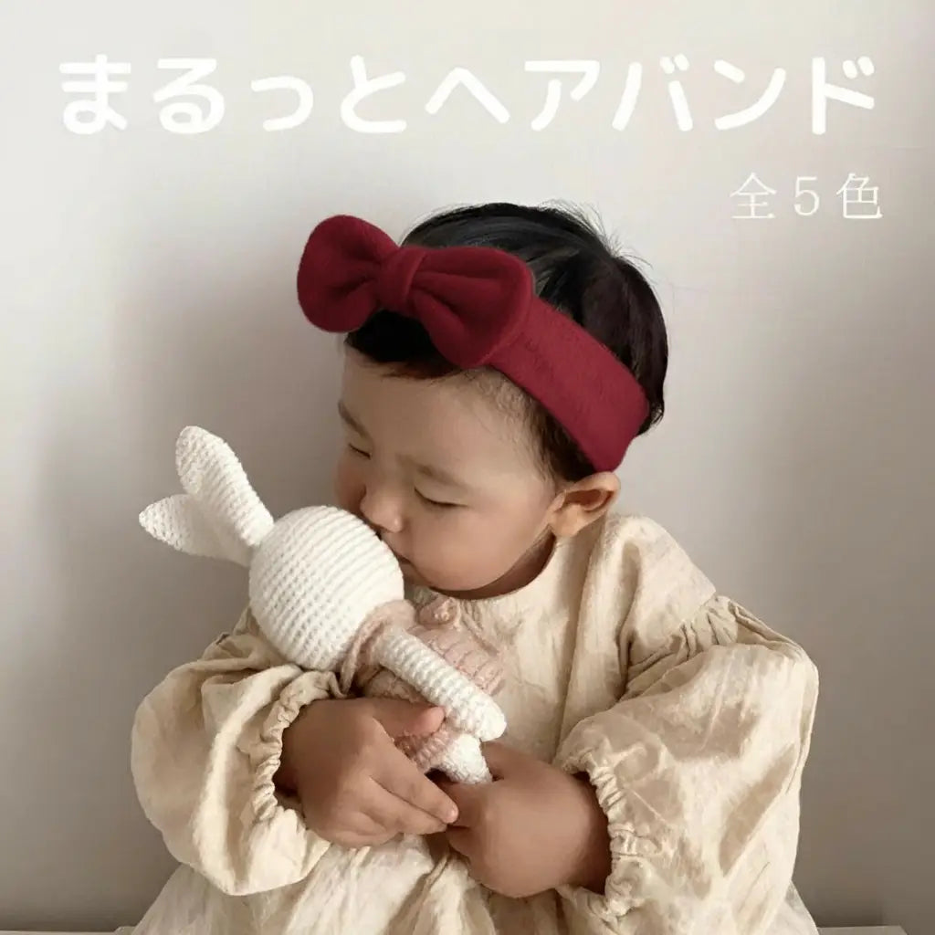 [現貨] 日本直送 Lien De Famille嬰兒針織絨毛髮帶(紅色)