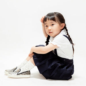 [現貨] 日本直送松永株式會社 女童裝海軍藍吊帶百褶裙 (100cm) - BB Dressup