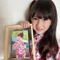 [預購] 香港製造Memorish訂造似顏繪 原木手工製人像畫連相架 - BB Dressup