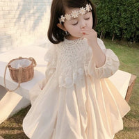 [現貨] 日本直送 Migaro 女童米色Lace連身裙洋裝 (100-110cm) - BB Dressup