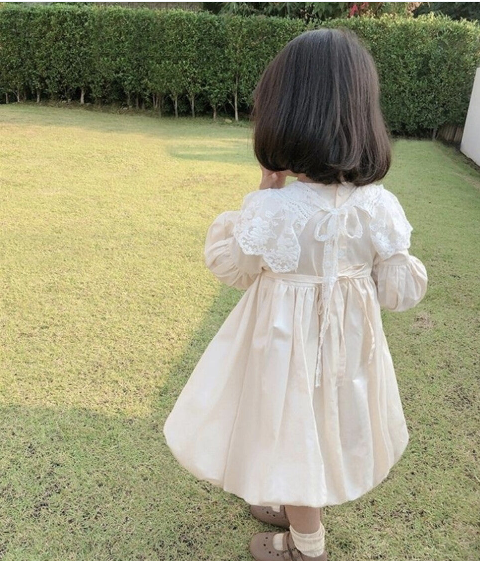 [現貨] 日本直送 Migaro 女童米色Lace連身裙洋裝 (100-110cm) - BB Dressup