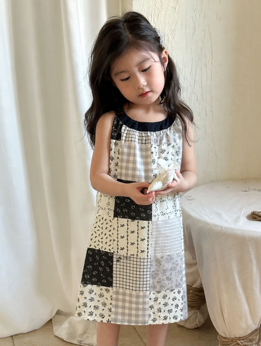 [現貨] 日本直送 Migaro 女童碎花拼砌連身裙 (80-100cm) - BB Dressup