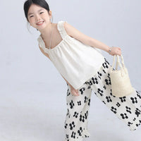 [現貨] 日本直送 Migaro 女童全棉白色荷葉吊帶背心 (100-110cm) - BB Dressup