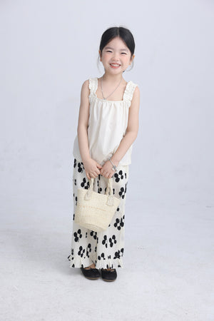 [現貨] 日本直送 Migaro 女童全棉白色荷葉吊帶背心 (100-110cm) - BB Dressup