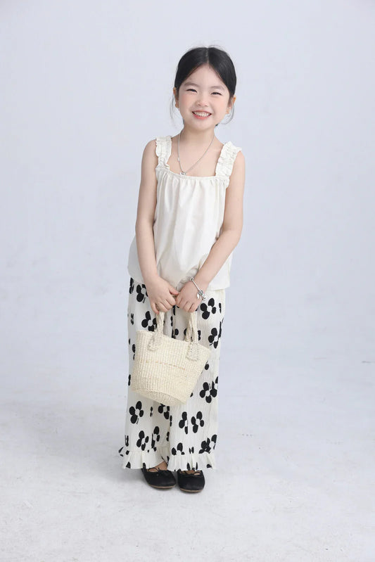 [現貨] 日本直送 Migaro 女童全棉白色荷葉吊帶背心 (100-110cm) - BB Dressup