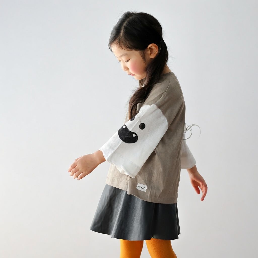 [現貨] 日本直送 Nico Hrat 童裝灰色小幽靈長袖T恤 (110-120cm) - BB Dressup