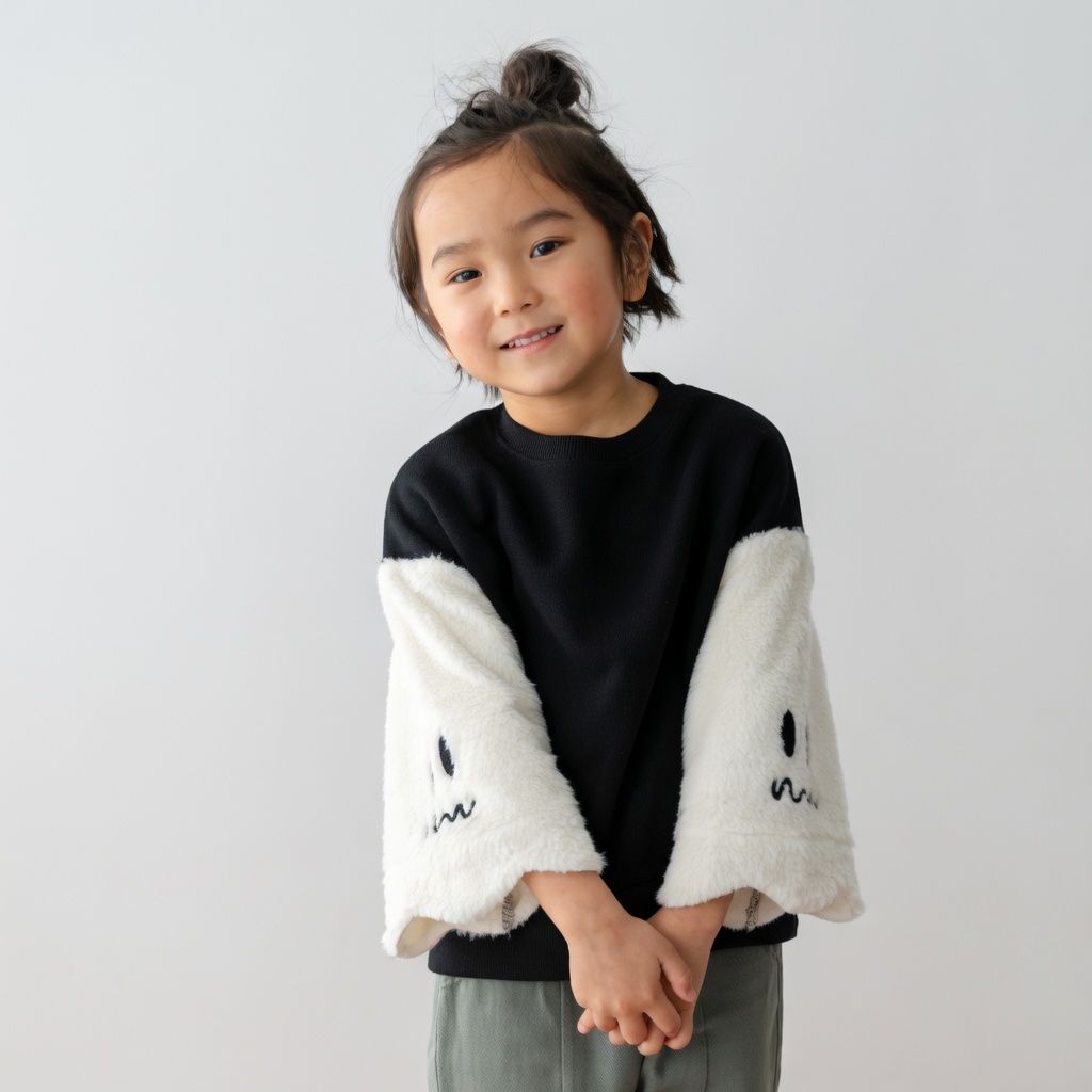 [現貨] 日本直送 Nico Hrat 童裝黑色幽靈手袖長袖衛衣 (100cm) - BB Dressup