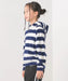 [現貨] 日本直送 OMNES 女童裝藍白橫間抓絨帶帽衛衣 (100-130cm) - BB Dressup